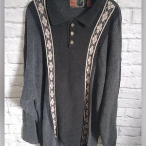 Vintage 80's 90's IOU International 3 Button Collared Long Sleeve Sweater (XL)